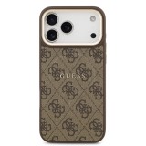Guess PU Leather 4G Gold Frame MagSafe Zadní Kryt pro iPhone 17 Pro Max Brown