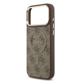 Guess PU Leather 4G Gold Frame MagSafe Zadní Kryt pro iPhone 17 Pro Max Brown