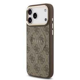 Zadný kryt Guess PU Leather 4G Gold Frame MagSafe Apple pre iPhone 17 Pro Max, hnedá