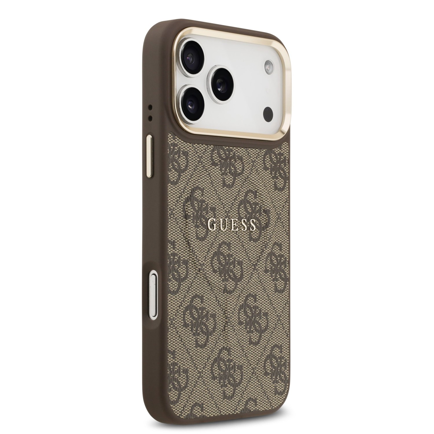 Guess PU Leather 4G Gold Frame MagSafe Zadní Kryt pro iPhone 17 Pro Max Brown
