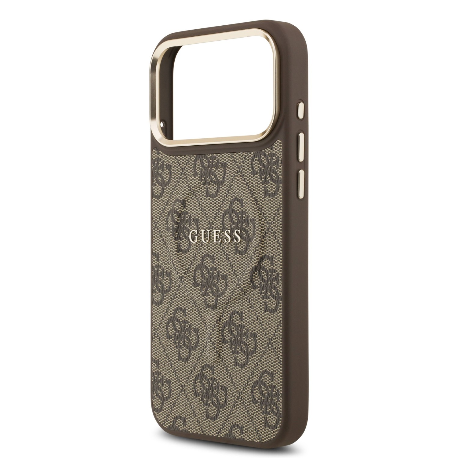 Guess PU Leather 4G Gold Frame MagSafe Zadní Kryt pro iPhone 17 Pro Max Brown