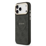 Guess PU Leather 4G Gold Frame MagSafe Zadní Kryt pro iPhone 17 Pro Max Black
