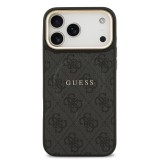 Guess PU Leather 4G Gold Frame MagSafe Zadní Kryt pro iPhone 17 Pro Max Black
