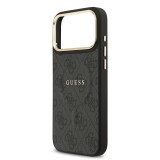 Guess PU Leather 4G Gold Frame MagSafe Zadní Kryt pro iPhone 17 Pro Max Black