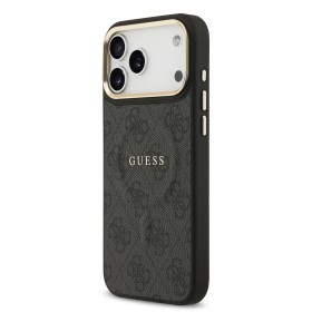 Zadný kryt Guess PU Leather 4G Gold Frame MagSafe Apple pre iPhone 17 Pro Max, čierna