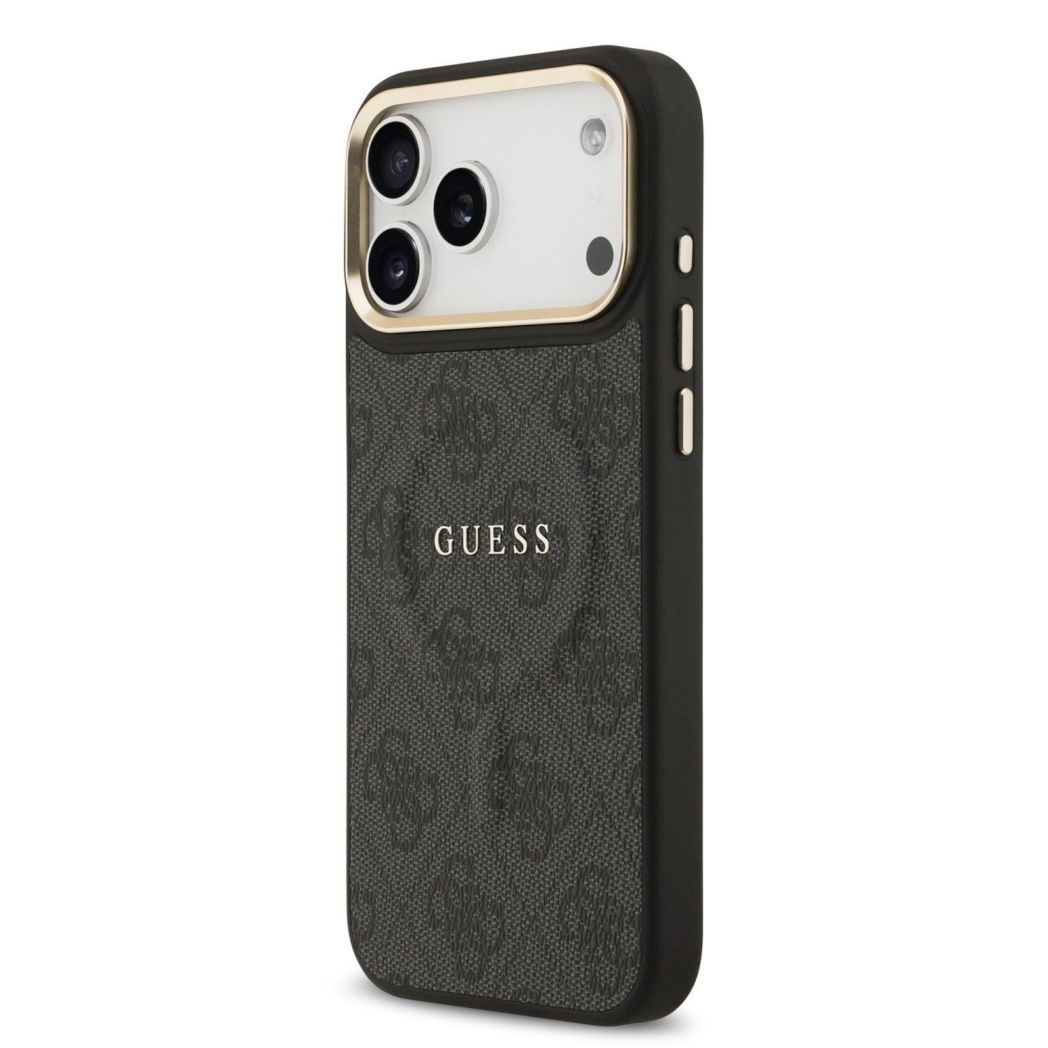 Guess PU Leather 4G Gold Frame MagSafe Zadní Kryt pro iPhone 17 Pro Max Black