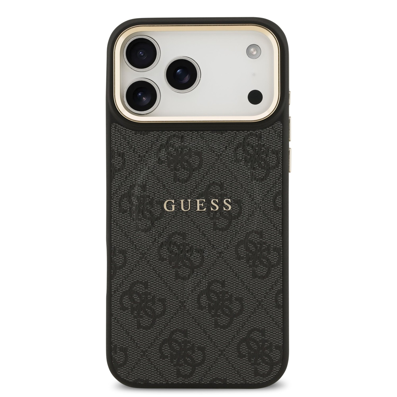 Guess PU Leather 4G Gold Frame MagSafe Zadní Kryt pro iPhone 17 Pro Max Black