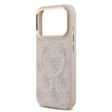 Guess PU Leather 4G Gold Frame MagSafe Zadní Kryt pro iPhone 17 Pro Pink