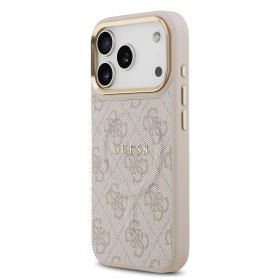 Zadný kryt Guess PU Leather 4G Gold Frame MagSafe Apple pre iPhone 17 Pro, ružová