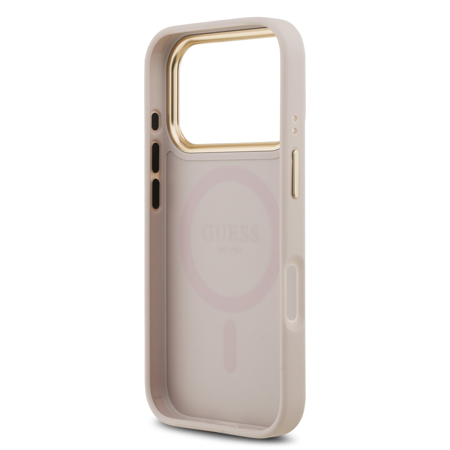 Guess PU Leather 4G Gold Frame MagSafe Zadní Kryt pro iPhone 17 Pro Pink