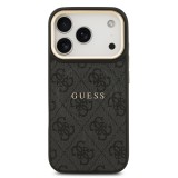 Guess PU Leather 4G Gold Frame MagSafe Zadní Kryt pro iPhone 17 Pro Black