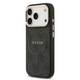 Zadný kryt Guess PU Leather 4G Gold Frame MagSafe Apple pre iPhone 17 Pro, čierna
