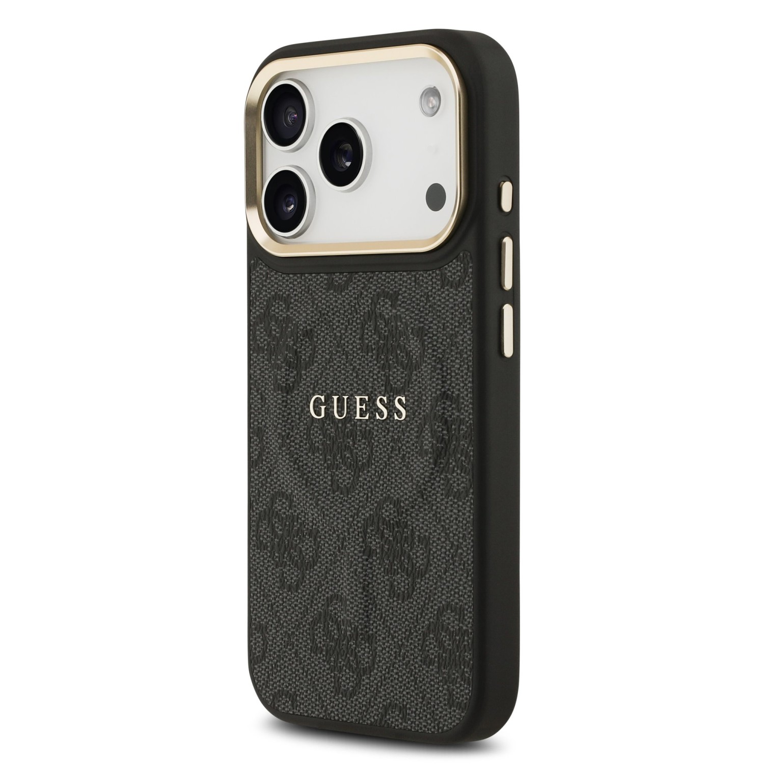 Guess PU Leather 4G Gold Frame MagSafe Zadní Kryt pro iPhone 17 Pro Black