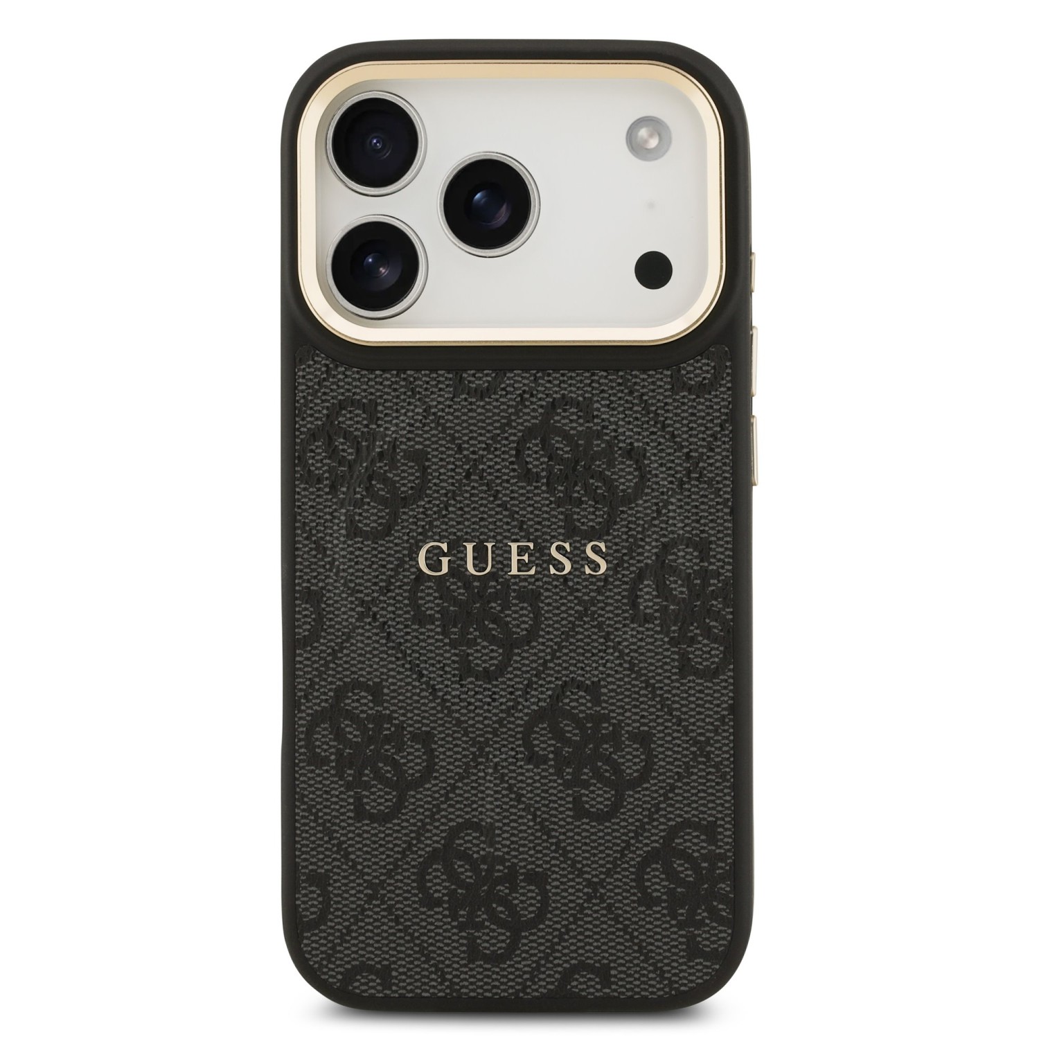 Guess PU Leather 4G Gold Frame MagSafe Zadní Kryt pro iPhone 17 Pro Black
