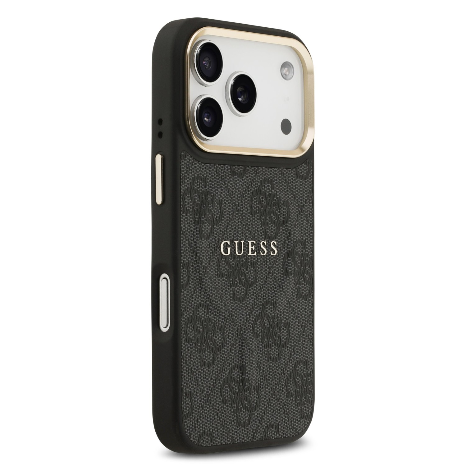 Guess PU Leather 4G Gold Frame MagSafe Zadní Kryt pro iPhone 17 Pro Black