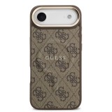 Guess PU Leather 4G Gold Frame MagSafe Zadní Kryt pro iPhone 17 Air Brown