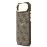 Guess PU Leather 4G Gold Frame MagSafe Zadní Kryt pro iPhone 17 Air Brown