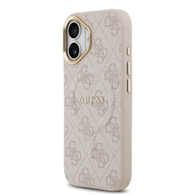 Zadný kryt Guess PU Leather 4G Gold Frame MagSafe Apple pre iPhone 17, ružová