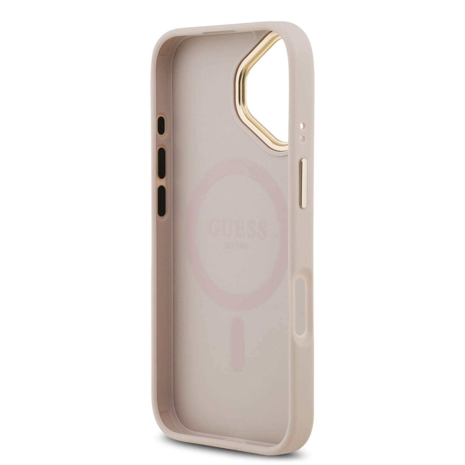 Guess PU Leather 4G Gold Frame MagSafe Zadní Kryt pro iPhone 17 Pink
