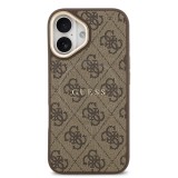 Guess PU Leather 4G Gold Frame MagSafe Zadní Kryt pro iPhone 17 Brown