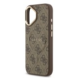 Guess PU Leather 4G Gold Frame MagSafe Zadní Kryt pro iPhone 17 Brown