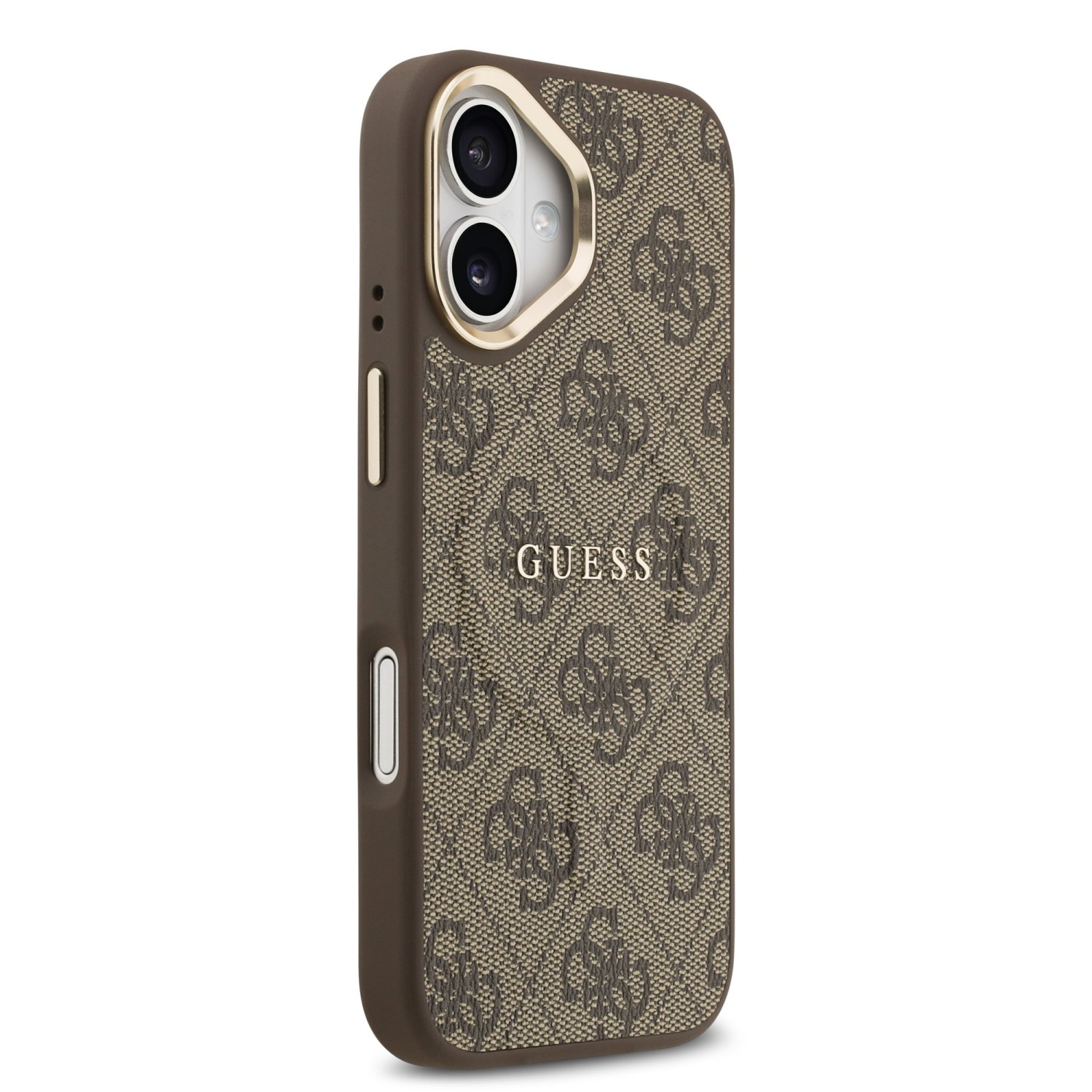 Guess PU Leather 4G Gold Frame MagSafe Zadní Kryt pro iPhone 17 Brown