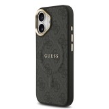 Guess PU Leather 4G Gold Frame MagSafe Zadní Kryt pro iPhone 17 Black