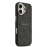 Guess PU Leather 4G Gold Frame MagSafe Zadní Kryt pro iPhone 17 Black