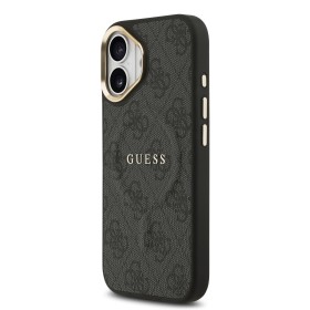 Zadný kryt Guess PU Leather 4G Gold Frame MagSafe Apple pre iPhone 17, čierna