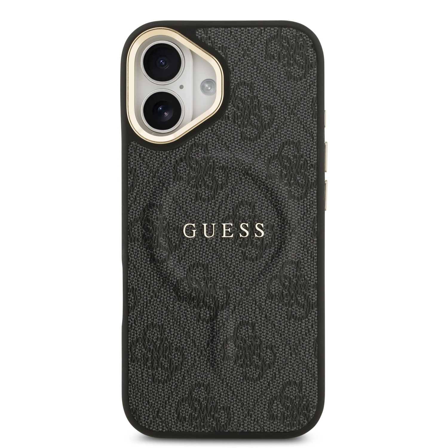 Guess PU Leather 4G Gold Frame MagSafe Zadní Kryt pro iPhone 17 Black