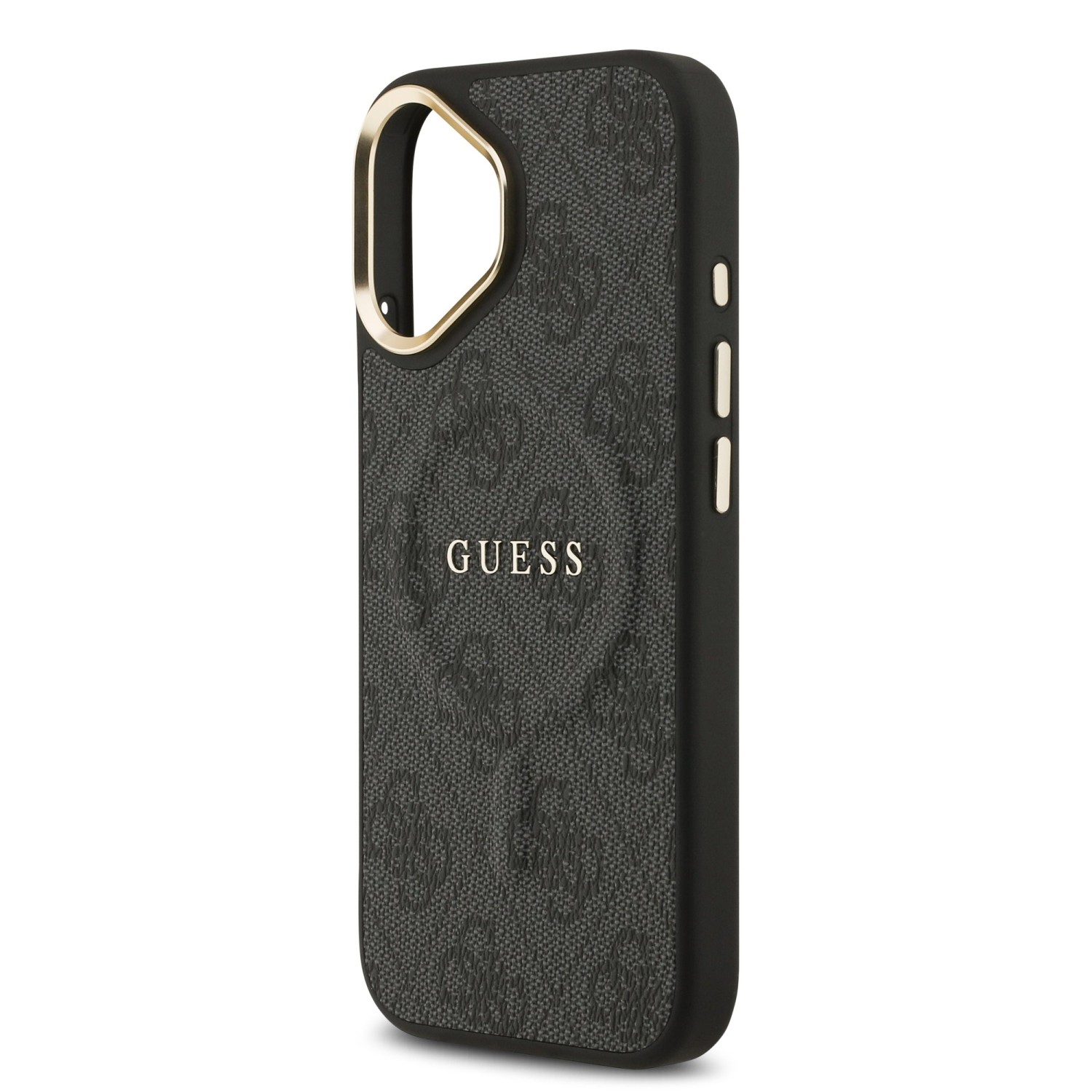 Guess PU Leather 4G Gold Frame MagSafe Zadní Kryt pro iPhone 17 Black