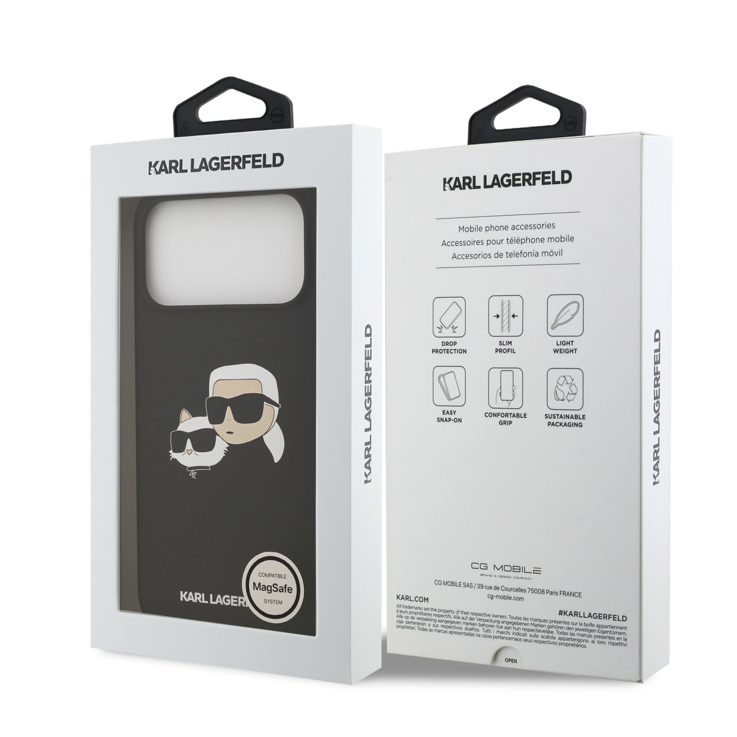 Karl Lagerfeld Liquid Silicone Double Heads MagSafe Zadní Kryt pro iPhone 17 Pro Max Black