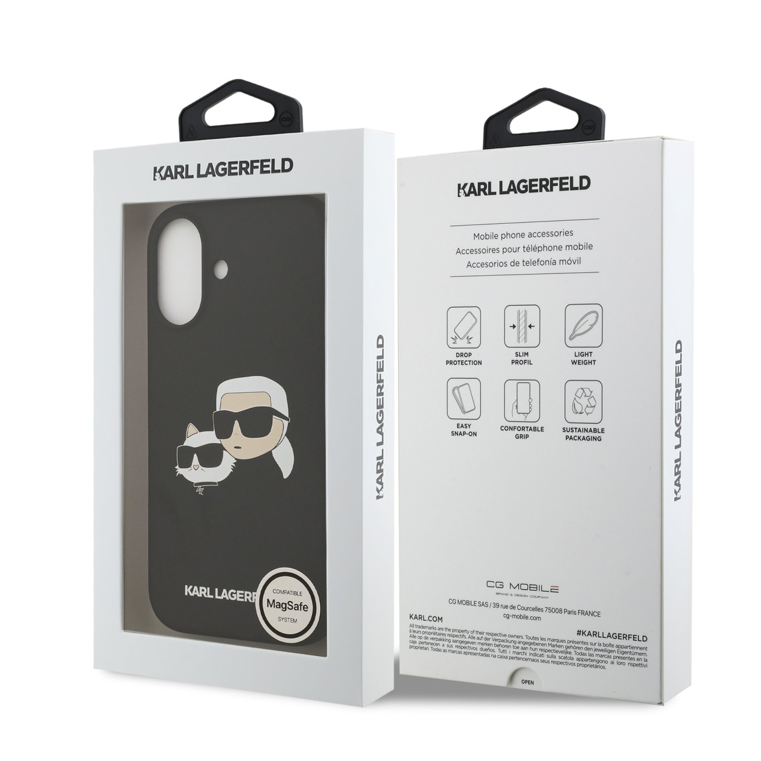 Karl Lagerfeld Liquid Silicone Double Heads MagSafe Zadní Kryt pro iPhone 17 Black
