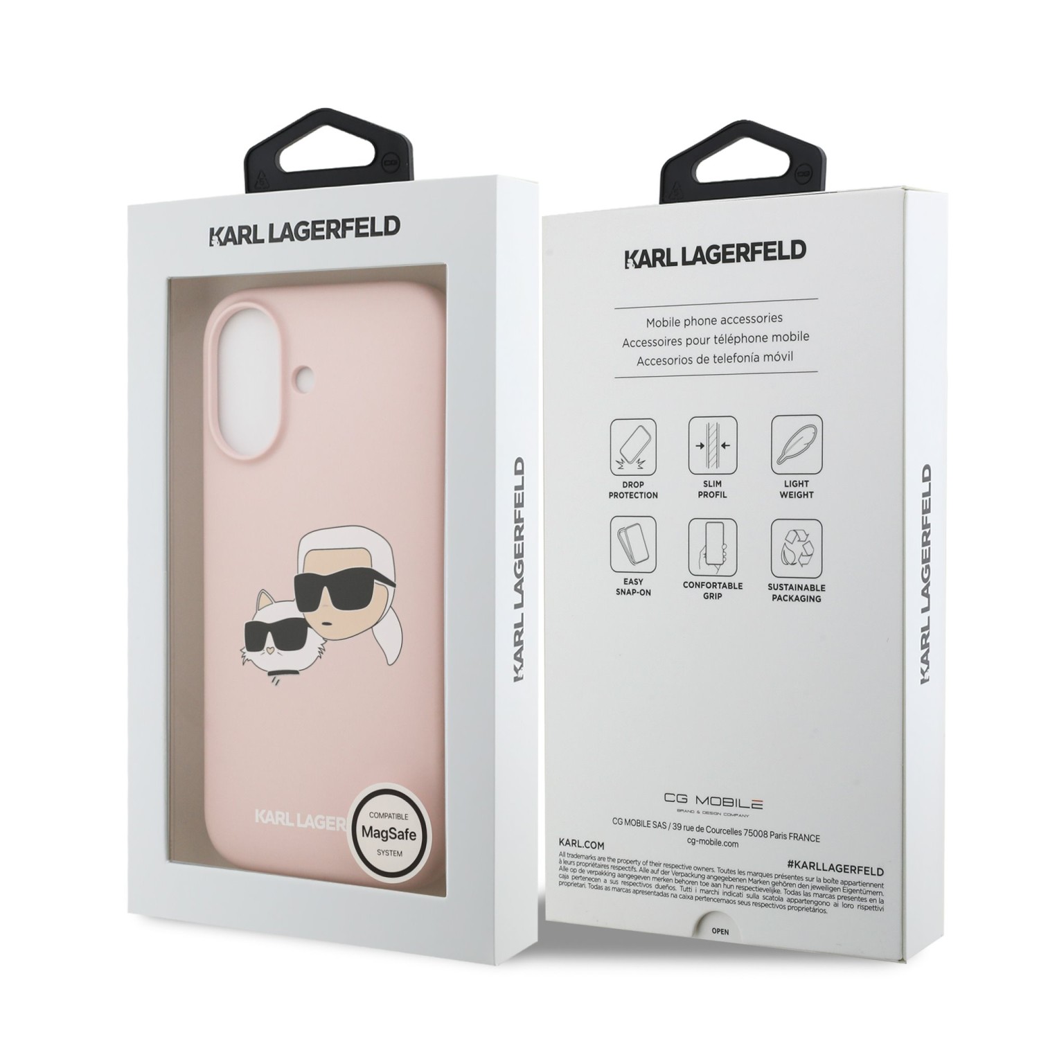 Karl Lagerfeld Liquid Silicone Double Heads MagSafe Zadní Kryt pro iPhone 17 Pink