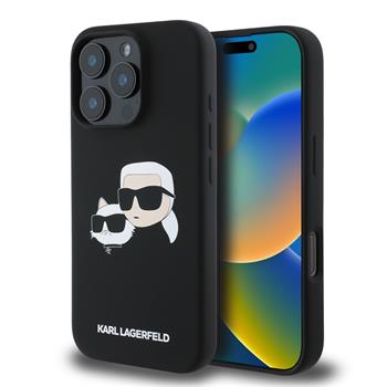 Zadní kryt Karl Lagerfeld Liquid Silicone Double Heads MagSafe pro Apple iPhone 17 Air, černá