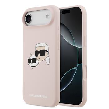 Zadní kryt Karl Lagerfeld Liquid Silicone Double Heads MagSafe pro Apple iPhone 17 Pro Max, růžová