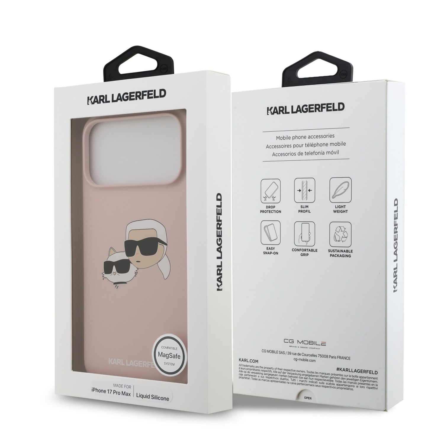 Karl Lagerfeld Liquid Silicone Double Heads MagSafe Zadní Kryt pro iPhone 17 Pro Max Pink
