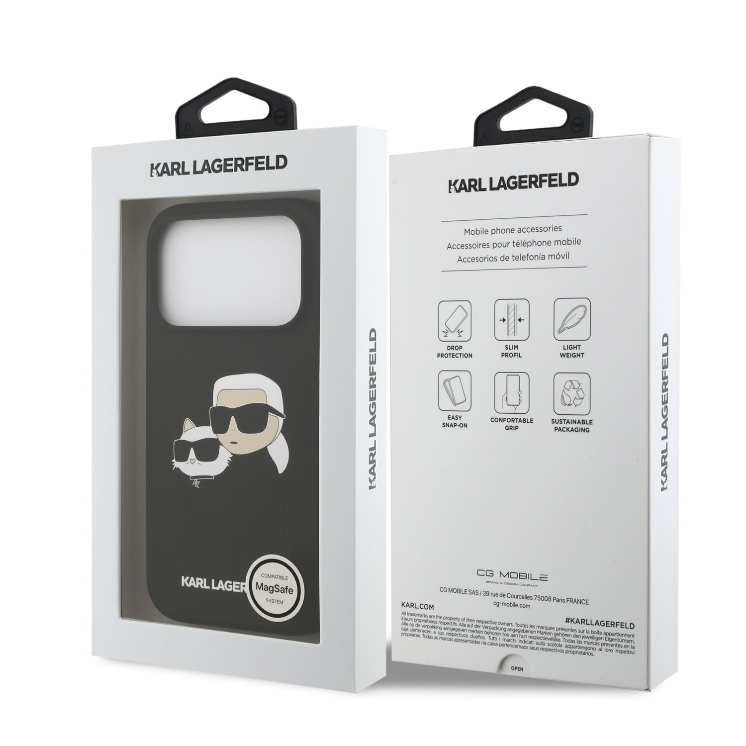 Karl Lagerfeld Liquid Silicone Double Heads MagSafe Zadní Kryt pro iPhone 17 Pro Black