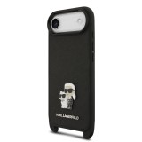 Karl Lagerfeld Saffiano Crossbody Popruh Metal Karl and Choupette Zadní Kryt pro iPhone 17 Air Black