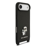 Karl Lagerfeld Saffiano Crossbody Popruh Metal Karl and Choupette Zadní Kryt pro iPhone 17 Air Black