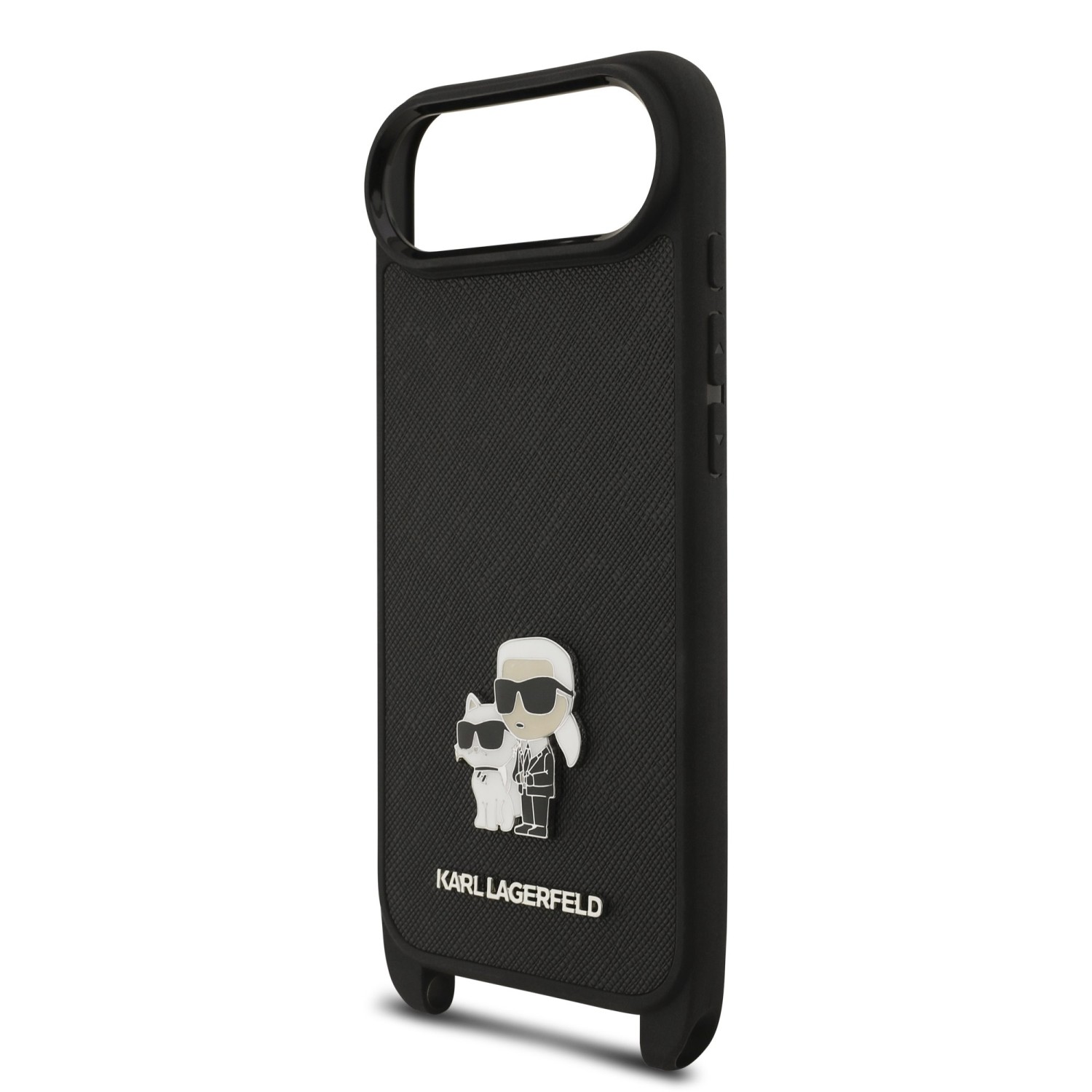 Karl Lagerfeld Saffiano Crossbody Popruh Metal Karl and Choupette Zadní Kryt pro iPhone 17 Air Black