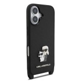 Karl Lagerfeld Saffiano Crossbody Popruh Metal Karl and Choupette Zadní Kryt pro iPhone 17 Black