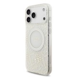 Guess IML Flowers Allover Strap MagSafe Zadní Kryt pro iPhone 17 Pro Max White