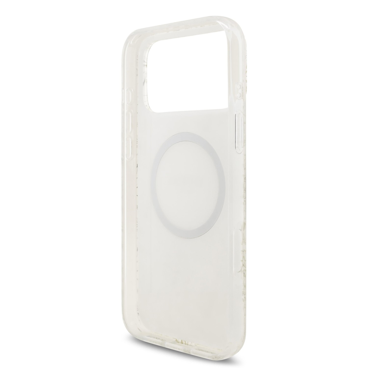 Guess IML Flowers Allover Strap MagSafe Zadní Kryt pro iPhone 17 Pro Max White