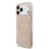 Guess IML Flowers Allover Strap MagSafe Zadní Kryt pro iPhone 17 Pro Max Pink
