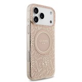 Guess IML Flowers Allover Strap MagSafe Zadní Kryt pro iPhone 17 Pro Max Pink
