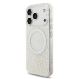 Guess IML Flowers Allover Strap MagSafe Zadní Kryt pro iPhone 17 Pro White