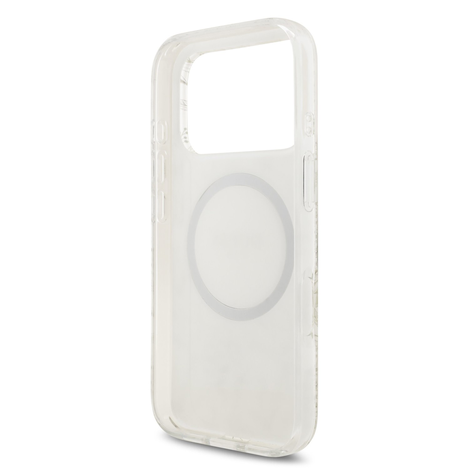 Guess IML Flowers Allover Strap MagSafe Zadní Kryt pro iPhone 17 Pro White