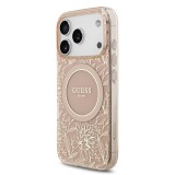 Guess IML Flowers Allover Strap MagSafe Zadní Kryt pro iPhone 17 Pro Pink