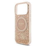 Guess IML Flowers Allover Strap MagSafe Zadní Kryt pro iPhone 17 Pro Pink